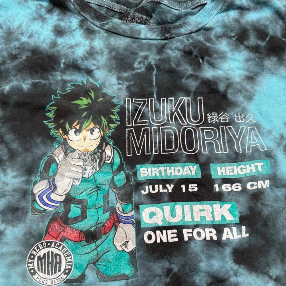 My Hero Academia Izuku Midoriya blue tie-dye cotton t-shirt S